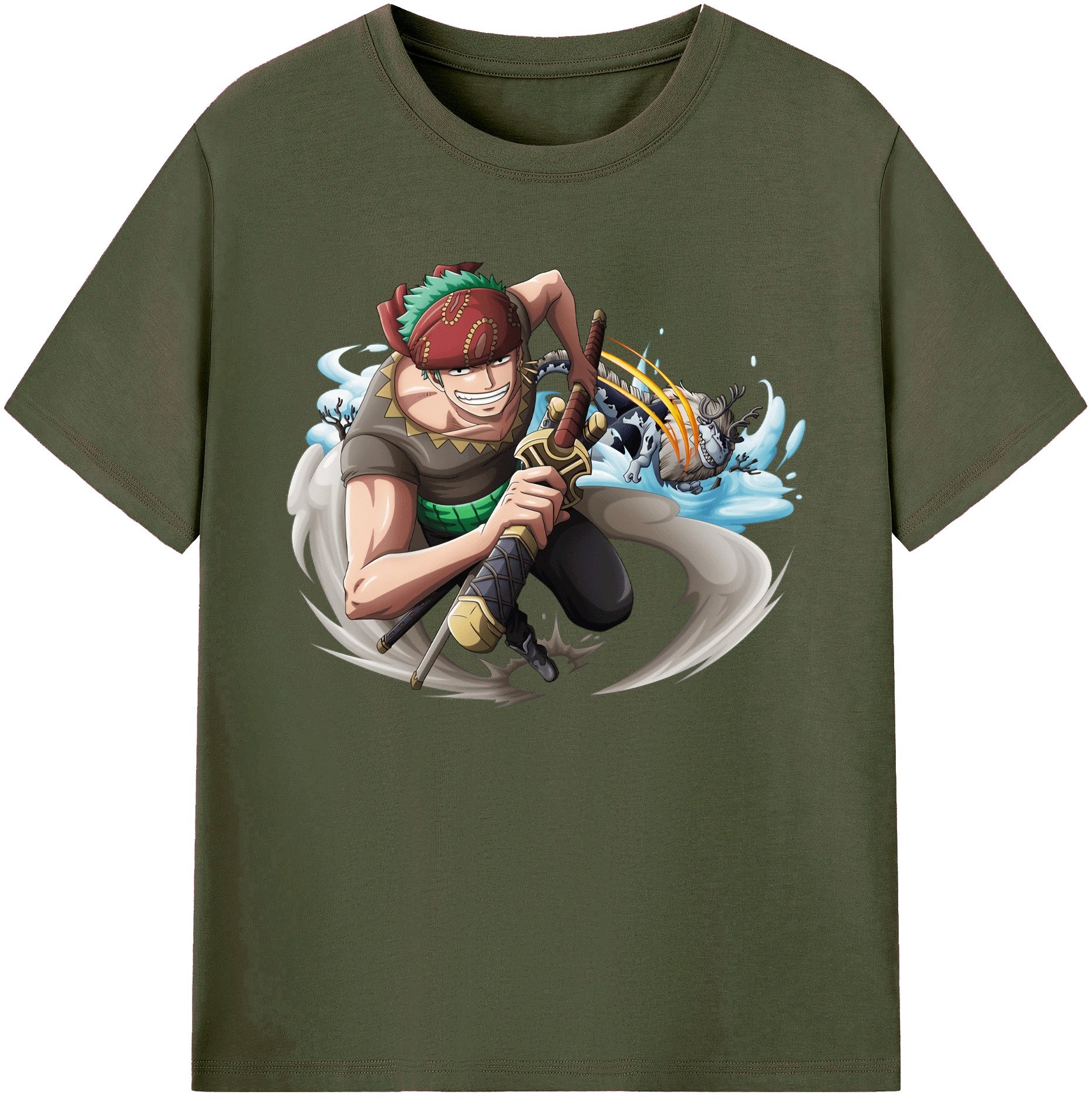 ワンピース ロロノア・ゾロ ONE PIECE Roronoa Zoro 綿100％ メンズ半袖Tシャツ｜肌触りやわらか＆通気性